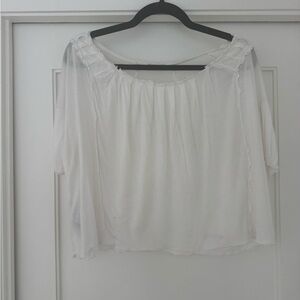 Miu Miu White Off-Shoulder Peasant Blouse